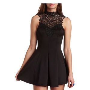 Black lace skater dress